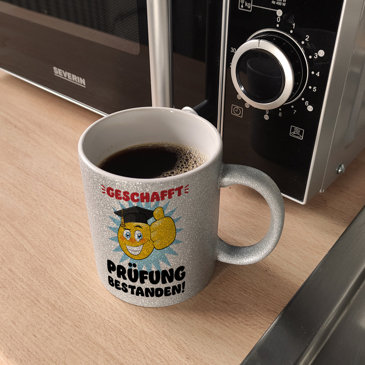 Prüfung bestanden Kaffeebecher mit Spruch Geschafft Prüfung bestanden