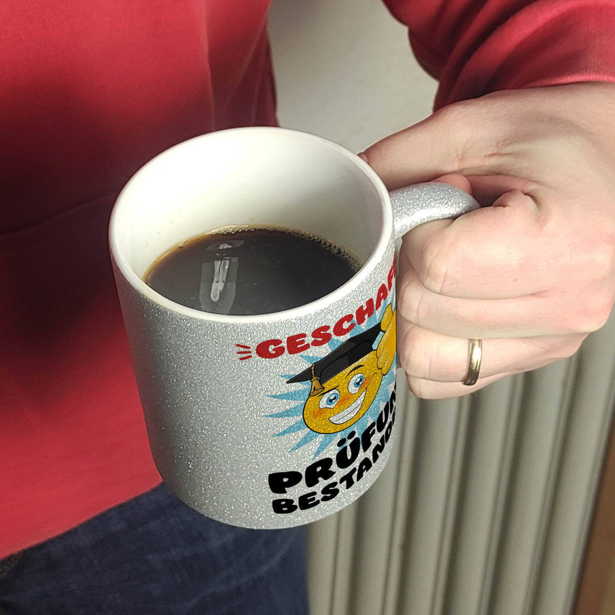 Prüfung bestanden Kaffeebecher mit Spruch Geschafft Prüfung bestanden