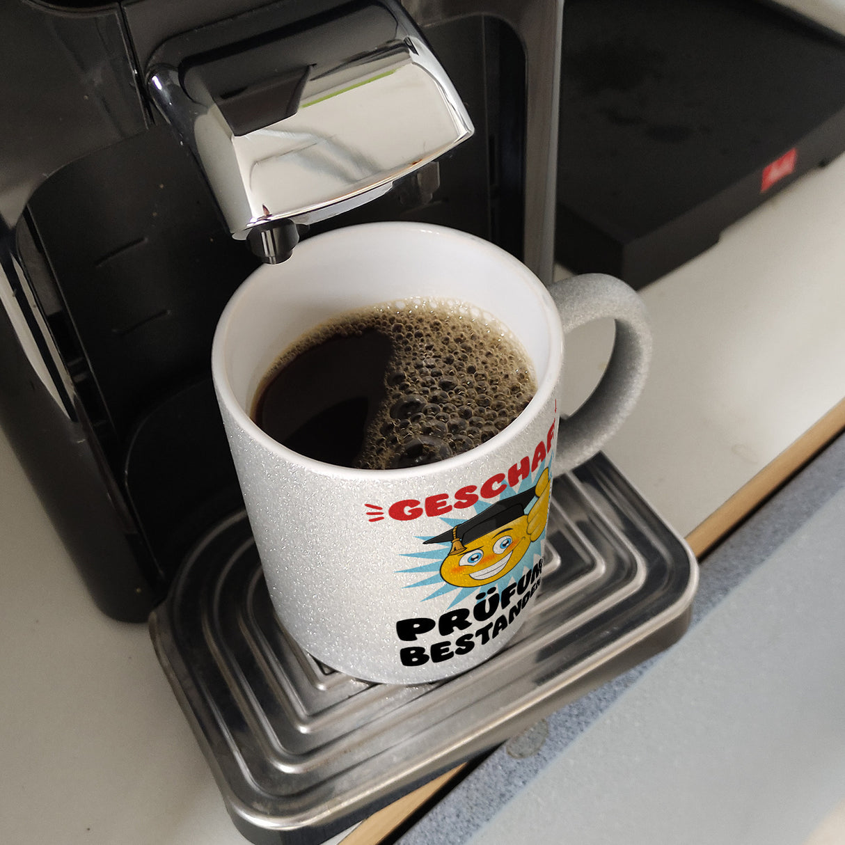 Prüfung bestanden Kaffeebecher mit Spruch Geschafft Prüfung bestanden