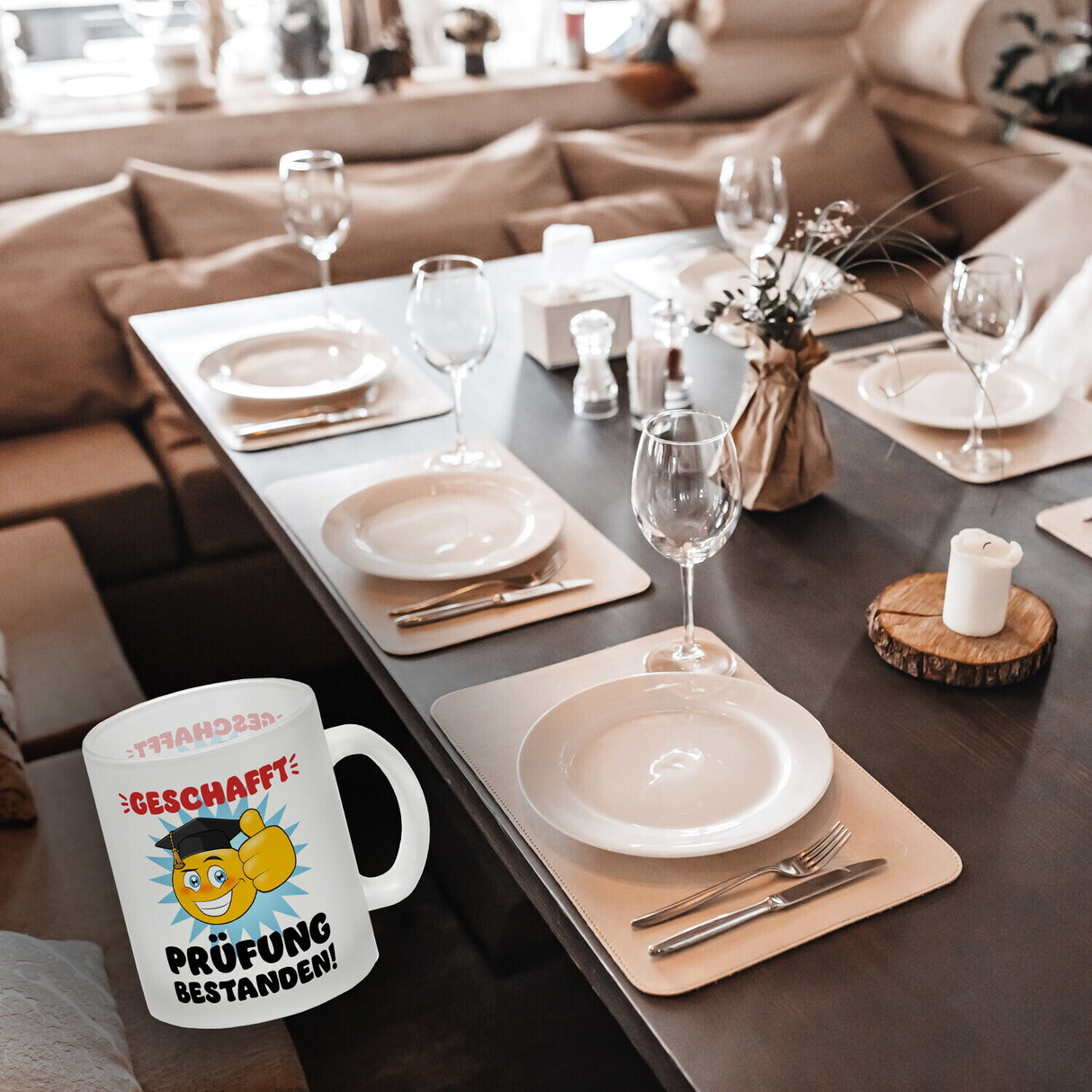 Prüfung bestanden Kaffeebecher mit Spruch Geschafft Prüfung bestanden