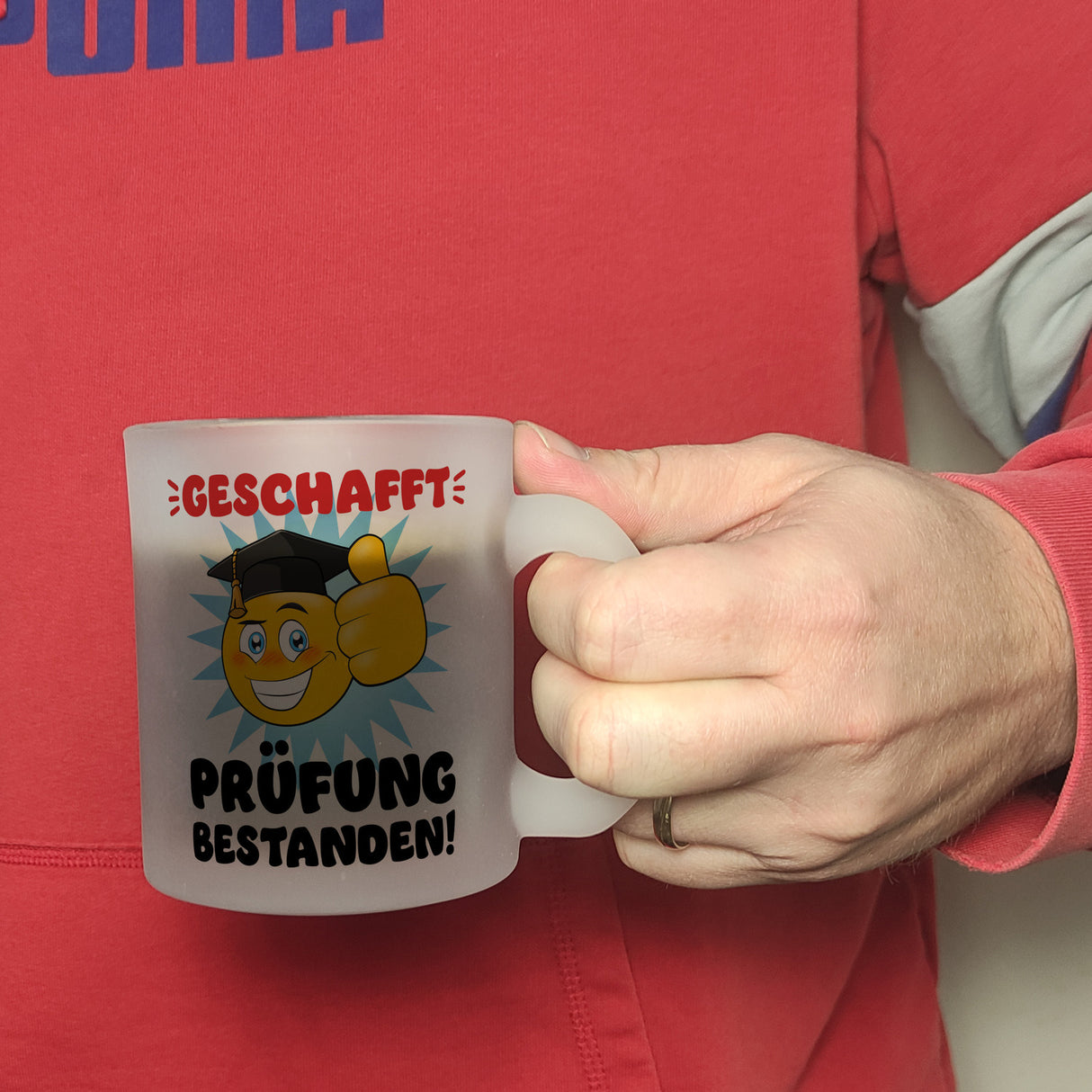 Prüfung bestanden Kaffeebecher mit Spruch Geschafft Prüfung bestanden