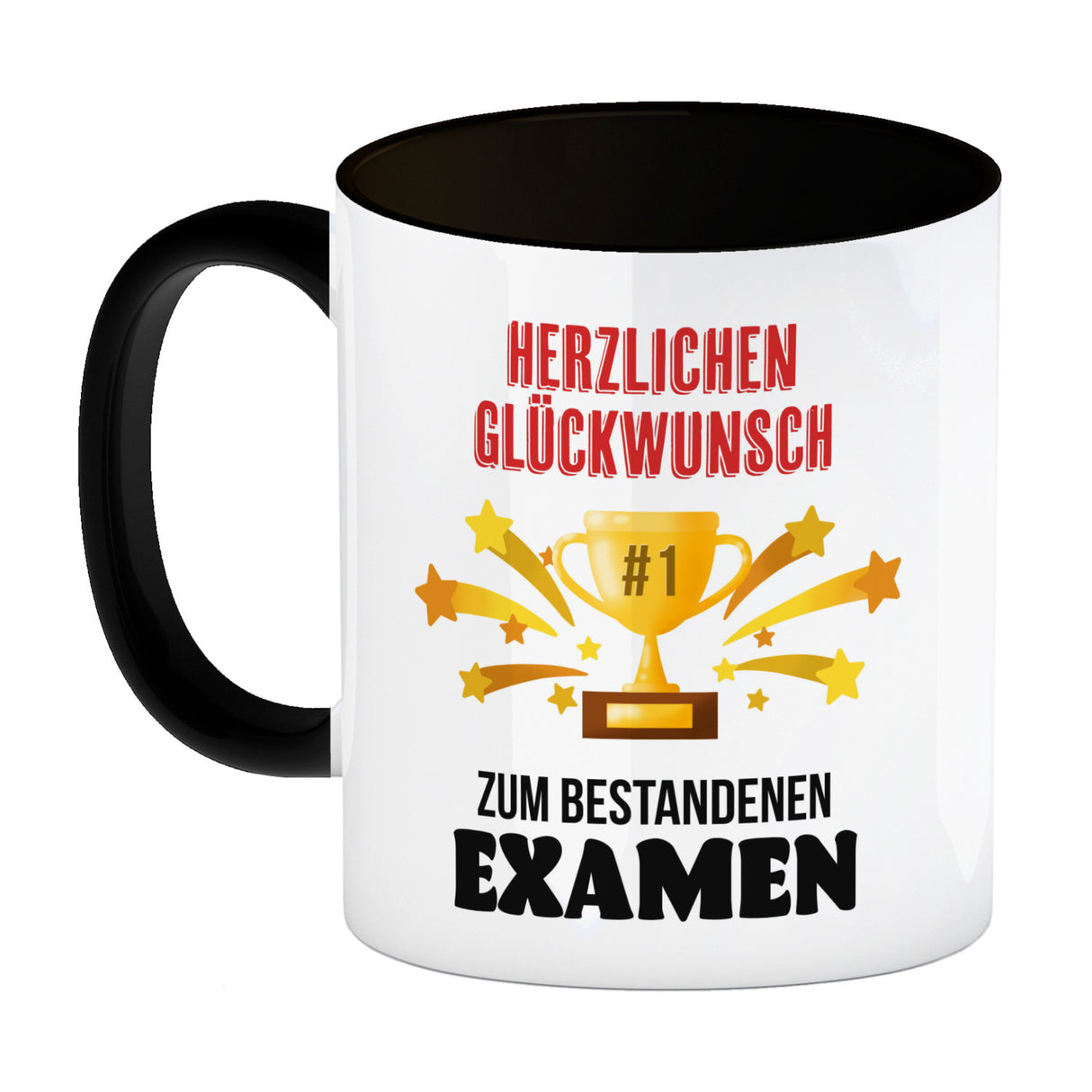 Nummer 1-Pokal Kaffeebecher mit Spruch Glückwunsch zum bestandenen Examen