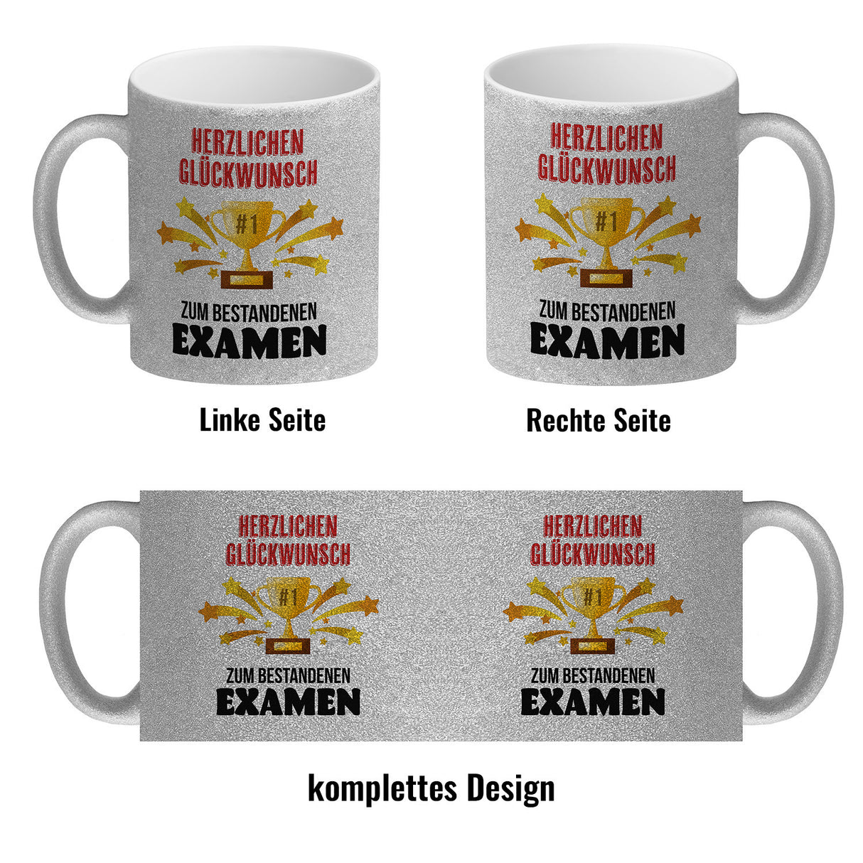 Nummer 1-Pokal Kaffeebecher mit Spruch Glückwunsch zum bestandenen Examen