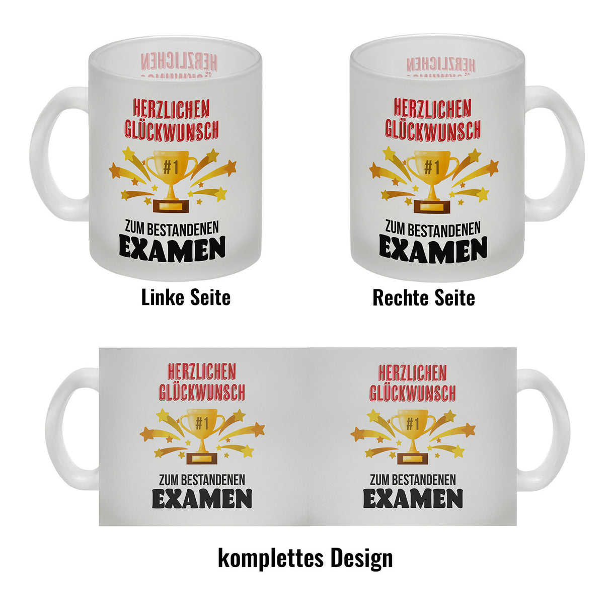 Nummer 1-Pokal Kaffeebecher mit Spruch Glückwunsch zum bestandenen Examen