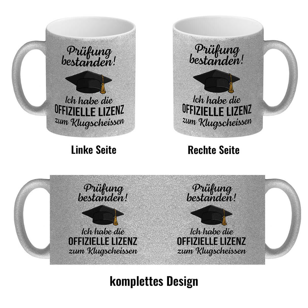 Doktorhut Prüfung bestanden Kaffeebecher mit Spruch Lizenz zum Klugscheißen