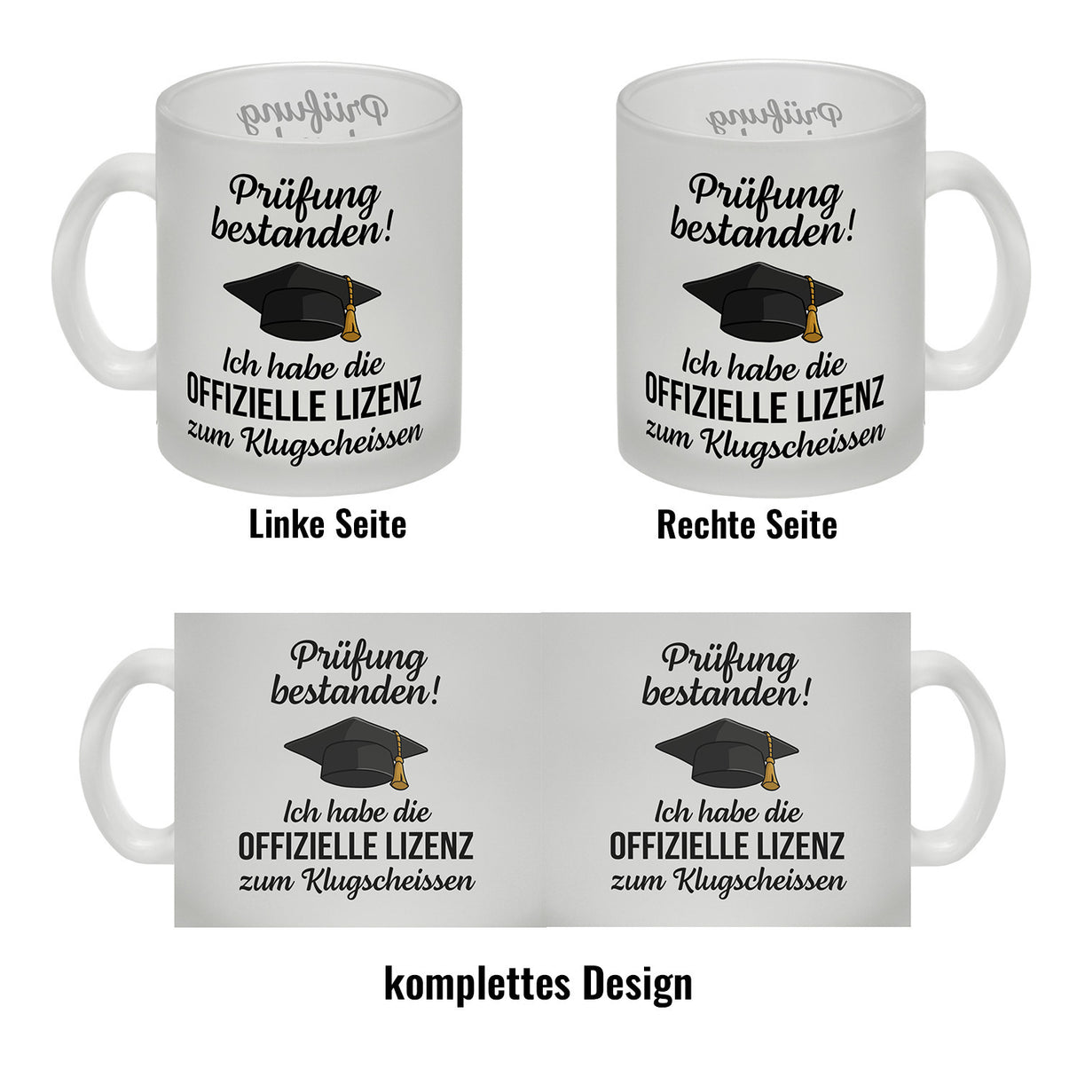 Doktorhut Prüfung bestanden Kaffeebecher mit Spruch Lizenz zum Klugscheißen