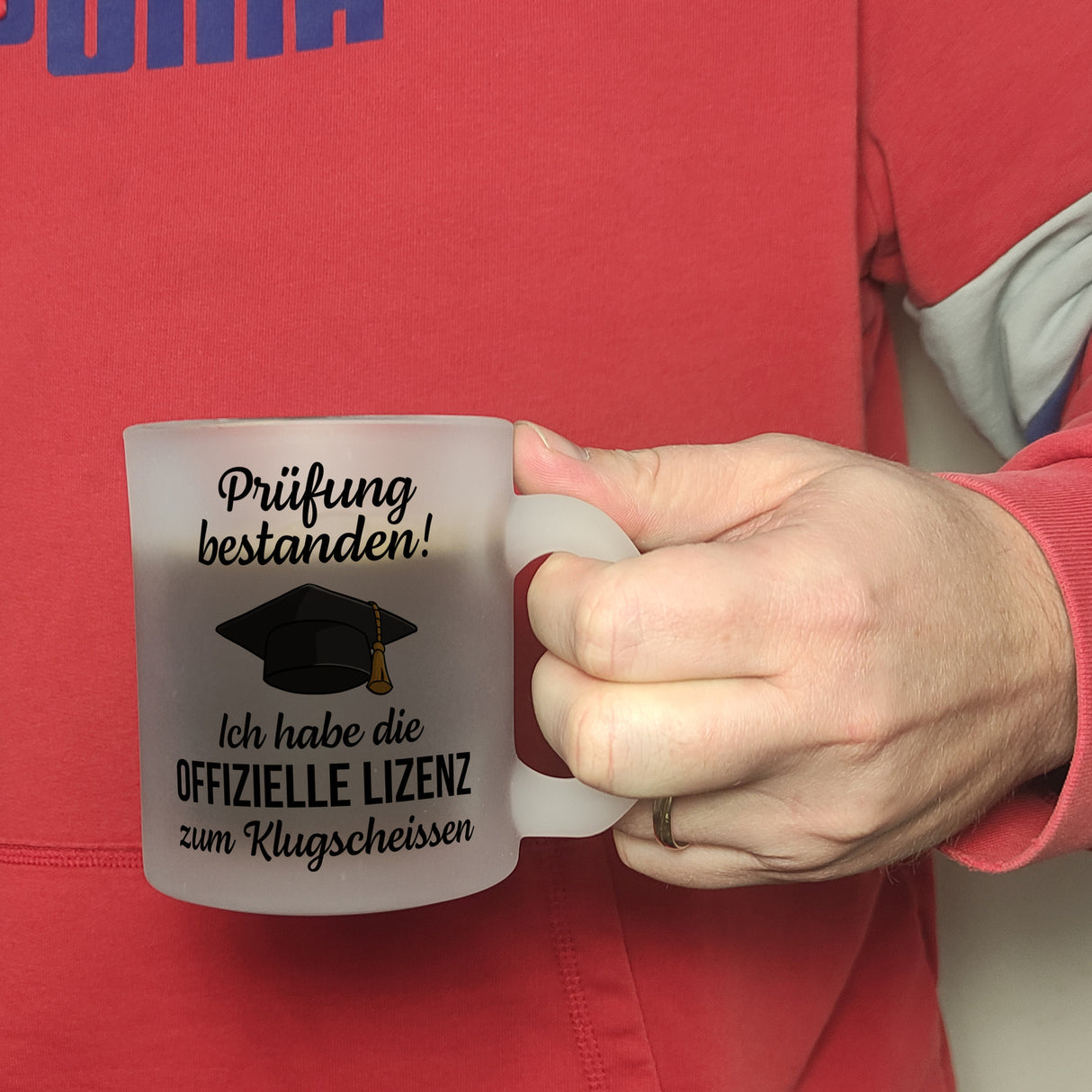 Doktorhut Prüfung bestanden Kaffeebecher mit Spruch Lizenz zum Klugscheißen