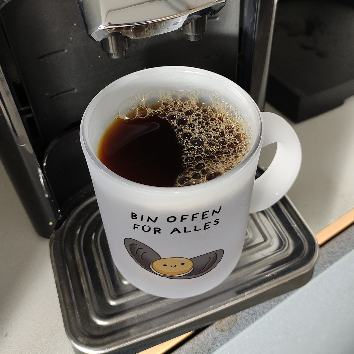 Jelly & Friends Auster Kaffeebecher mit Spruch Bin offen für alles