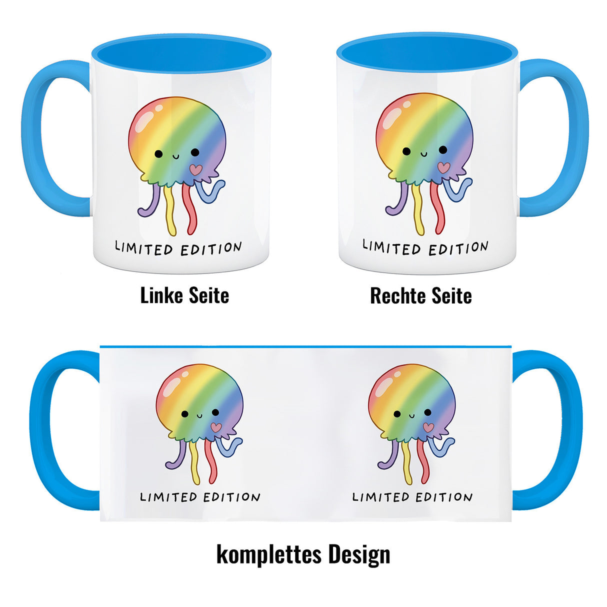 Jelly & Friends Regenbogen-Qualle Kaffeebecher mit Spruch Limited Edition