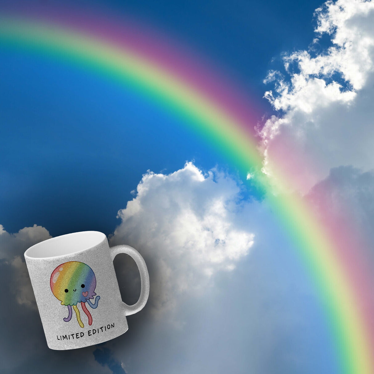Jelly & Friends Regenbogen-Qualle Kaffeebecher mit Spruch Limited Edition