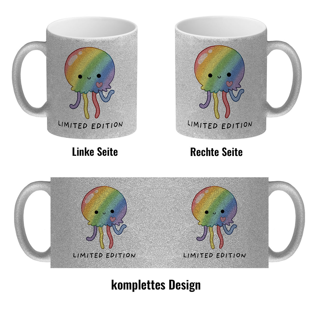 Jelly & Friends Regenbogen-Qualle Kaffeebecher mit Spruch Limited Edition