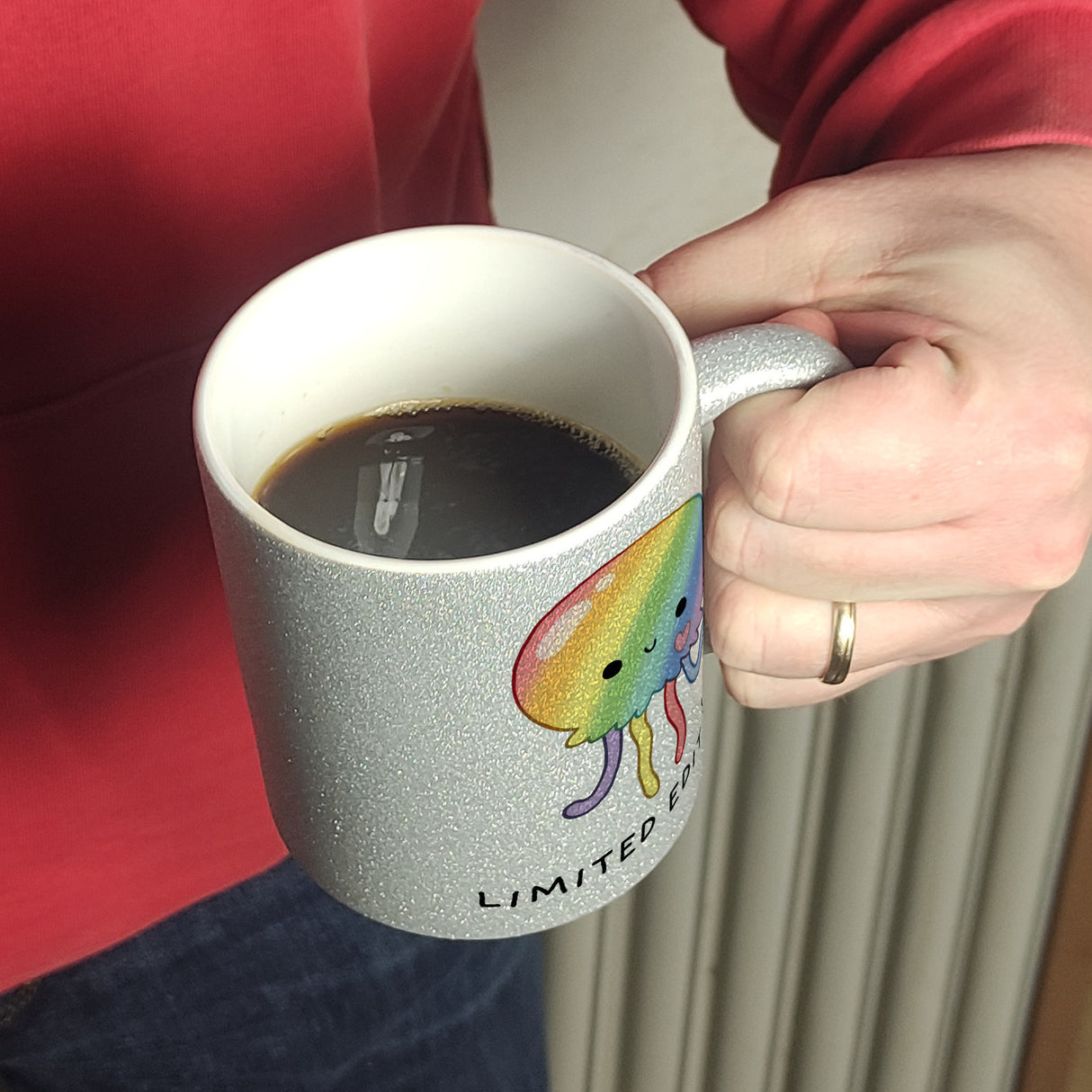 Jelly & Friends Regenbogen-Qualle Kaffeebecher mit Spruch Limited Edition