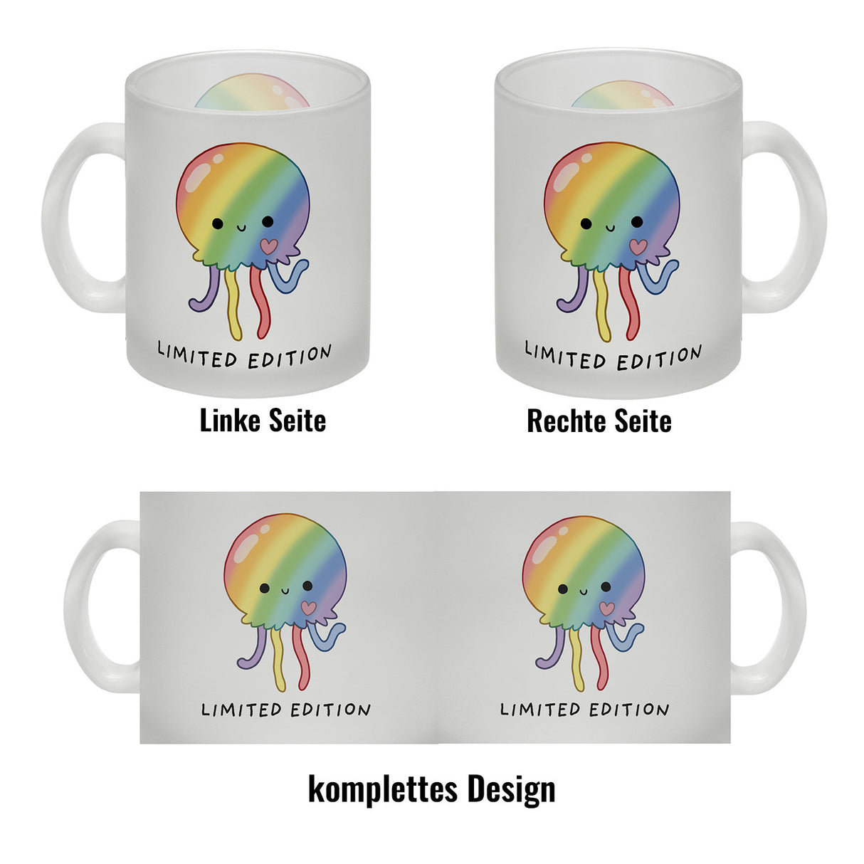 Jelly & Friends Regenbogen-Qualle Kaffeebecher mit Spruch Limited Edition