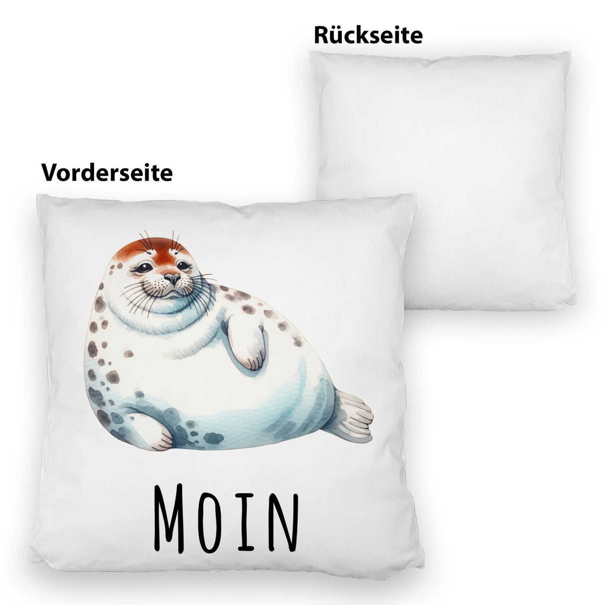 Dicke Robbe Kissen mit Spruch Moin