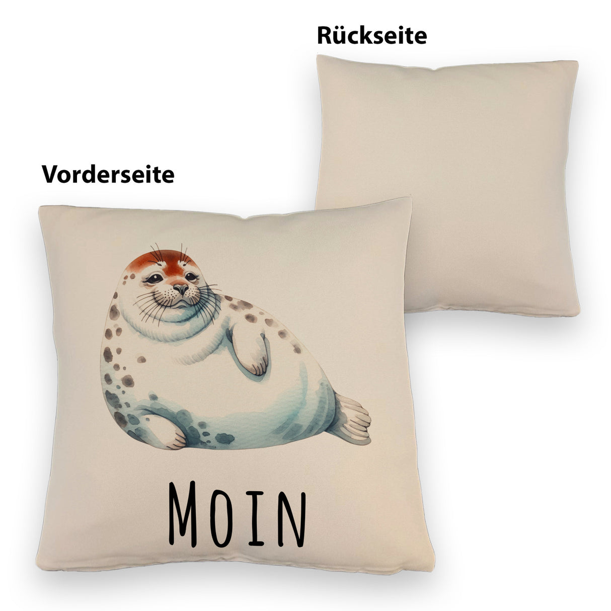 Dicke Robbe Kissen mit Spruch Moin