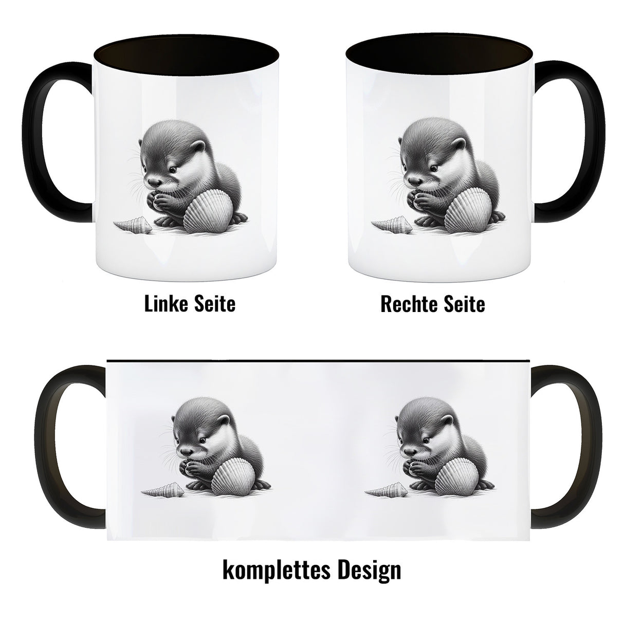 Baby Otter mit Muschel Kaffeebecher