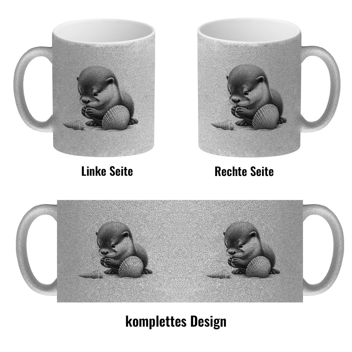 Baby Otter mit Muschel Kaffeebecher