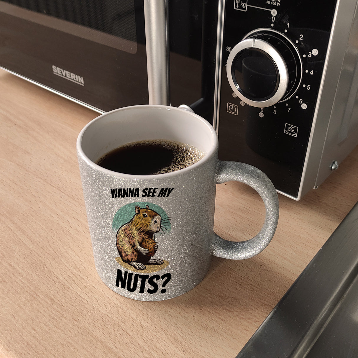 Capybara Kaffeebecher mit Spruch Wanna see my Nuts