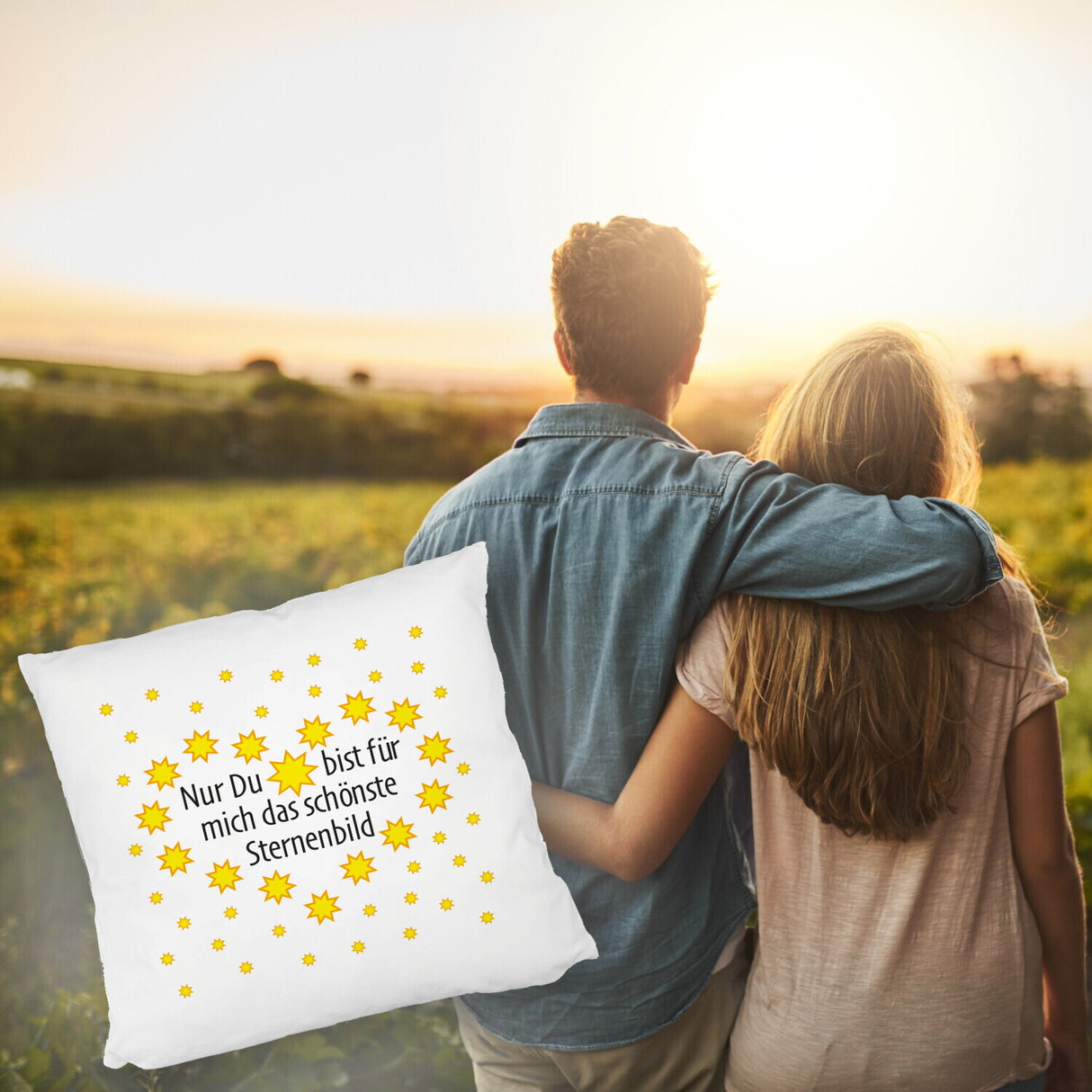 Herz und Sterne Kissen mit Spruch Du mein schönstes Sternenbild