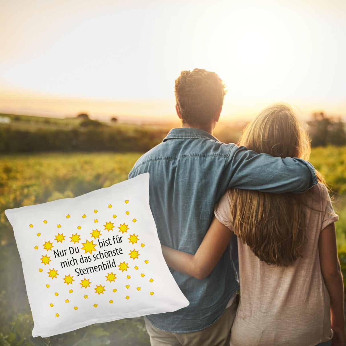 Herz und Sterne Kissen mit Spruch Du mein schönstes Sternenbild