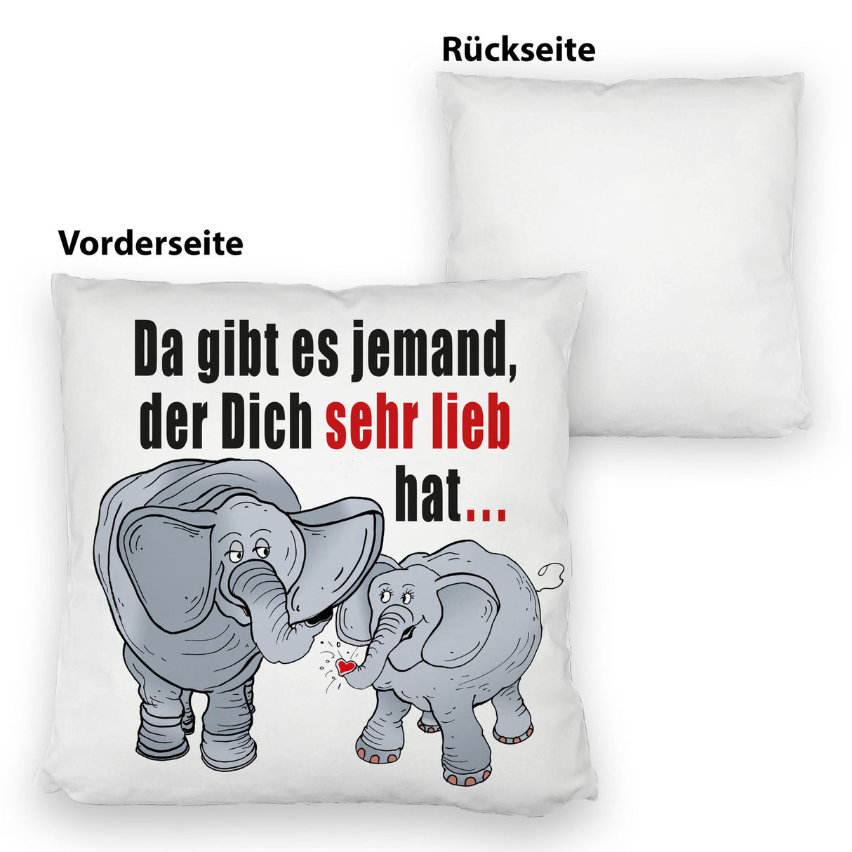 Elefanten Kissen mit Spruch Jemand hat dich sehr lieb