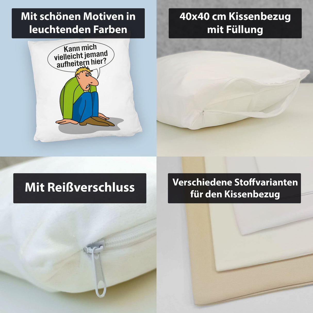 Frust Kissen mit Spruch Suche jemanden der mich aufheitert