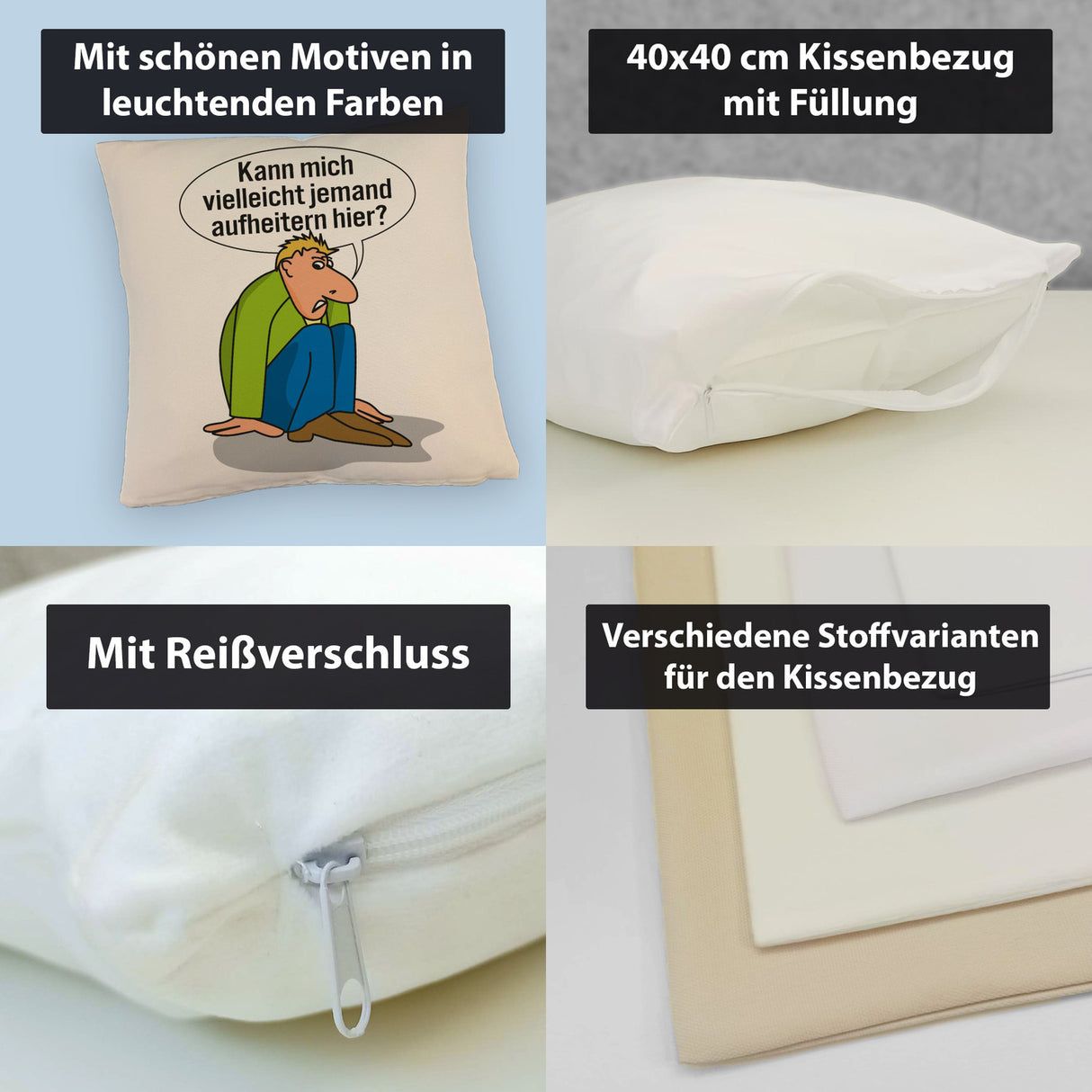 Frust Kissen mit Spruch Suche jemanden der mich aufheitert