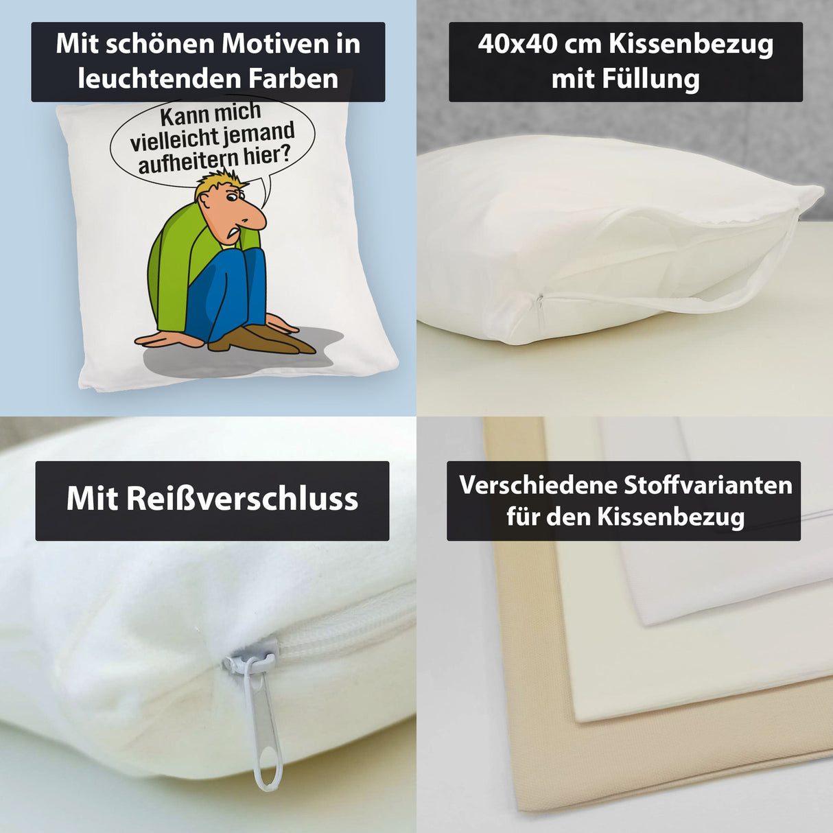 Frust Kissen mit Spruch Suche jemanden der mich aufheitert