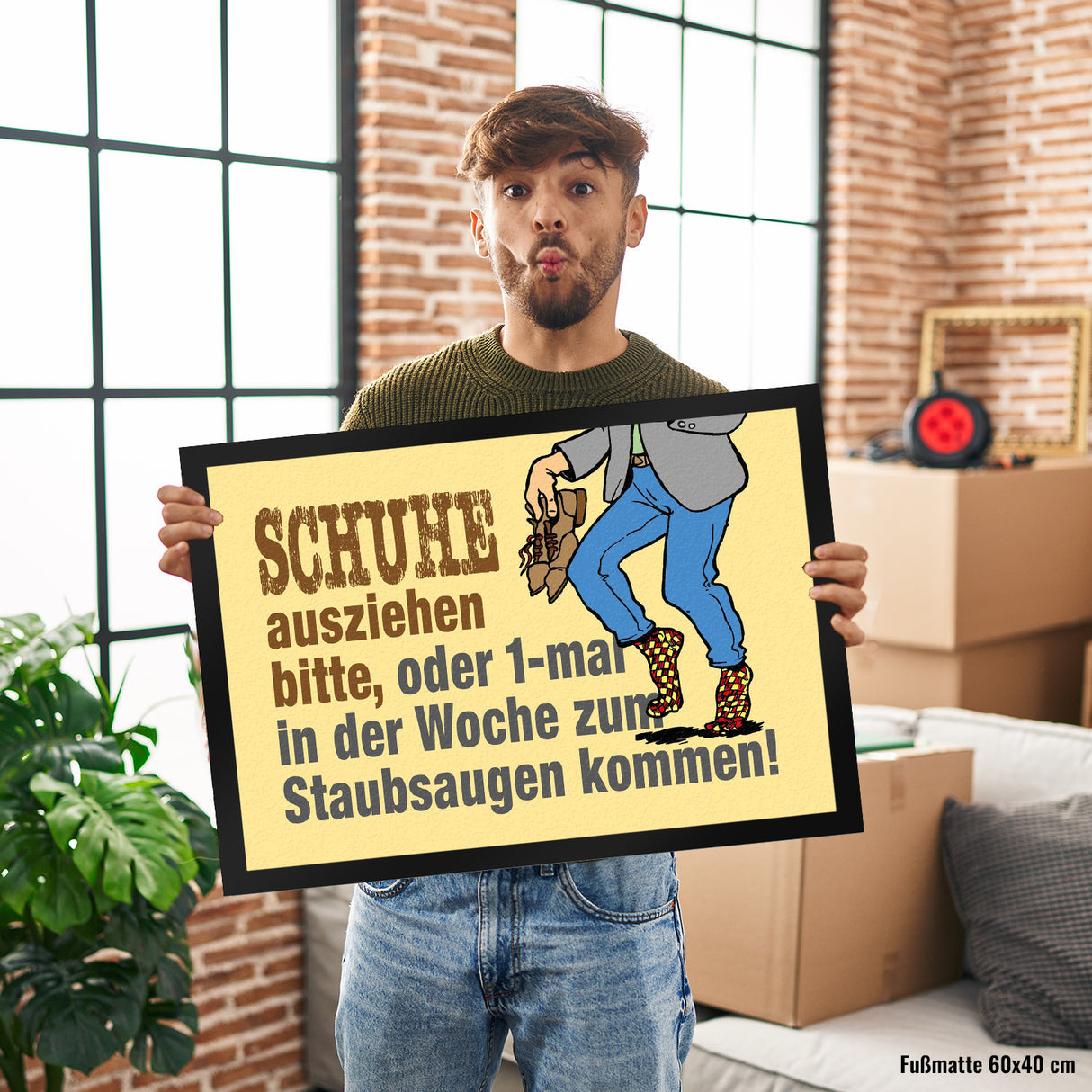 Schuhe aus oder Staubsaugen Fußmatte in 35x50 cm