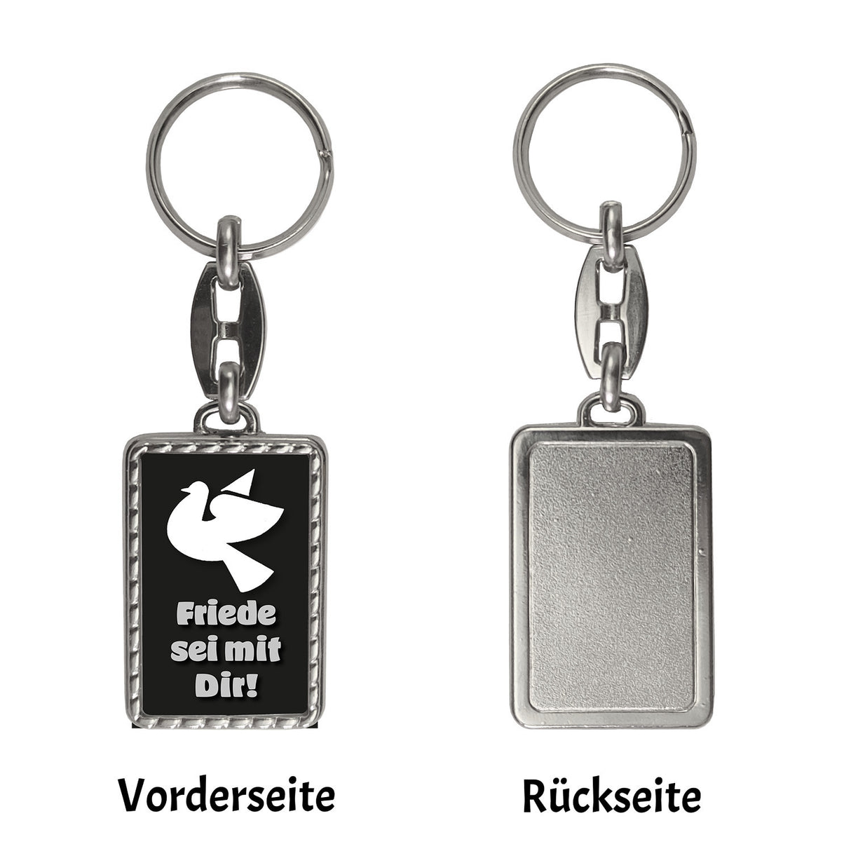 Friedenstaube Schlüsselanhänger mit Spruch Friede sei mit Dir