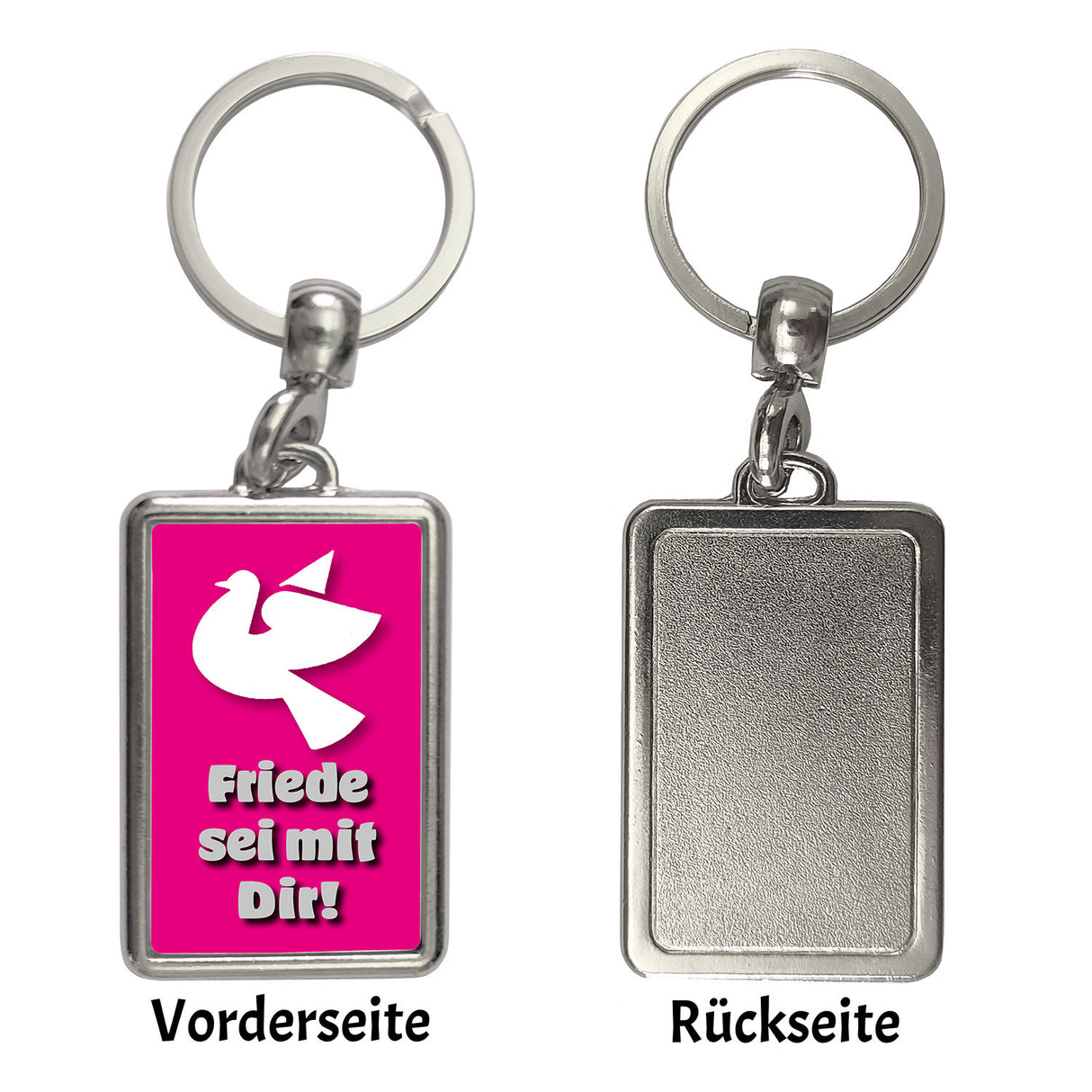 Friedenstaube Schlüsselanhänger mit Spruch Friede sei mit Dir