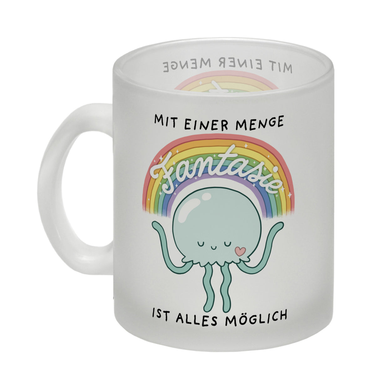 Jelly & Friends Qualle Kaffeebecher mit Spruch Mit Fantasie ist alles möglich