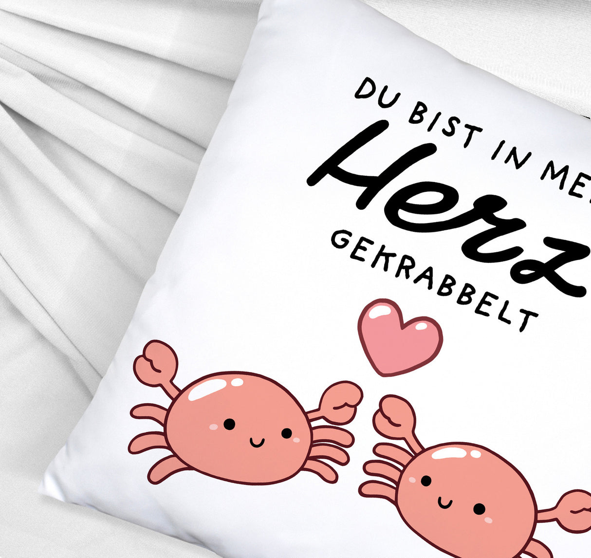 Jelly & Friends Krabben Kissen mit Spruch Du bist in mein Herz gekrabbelt