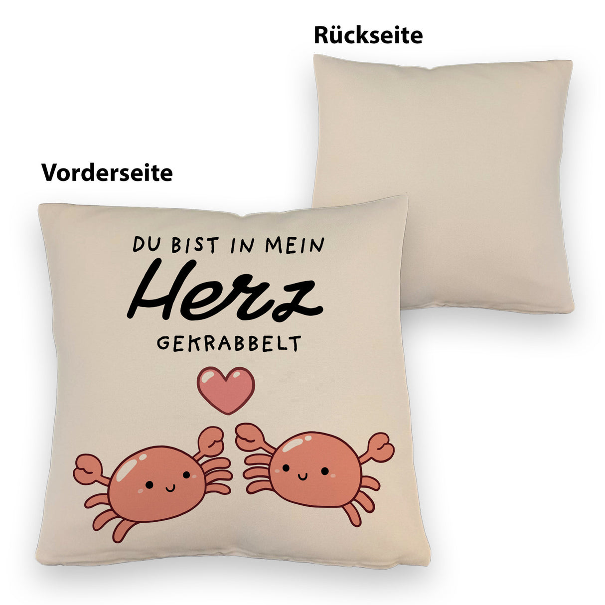 Jelly & Friends Krabben Kissen mit Spruch Du bist in mein Herz gekrabbelt
