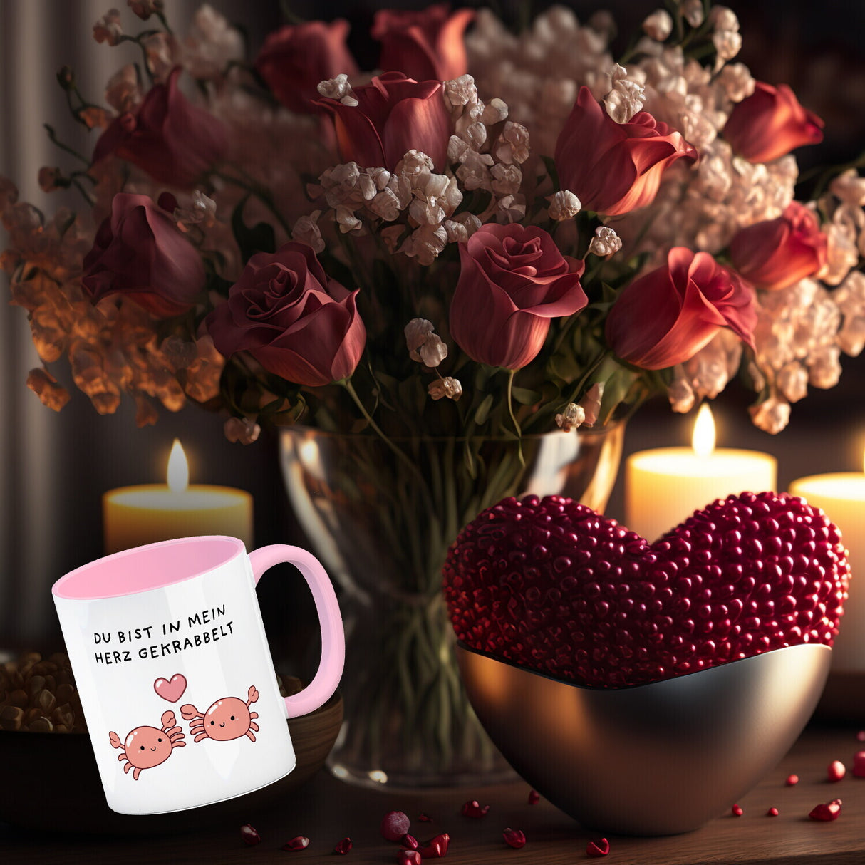 Jelly & Friends Krabben Kaffeebecher mit Spruch Du bist in mein Herz gekrabbelt