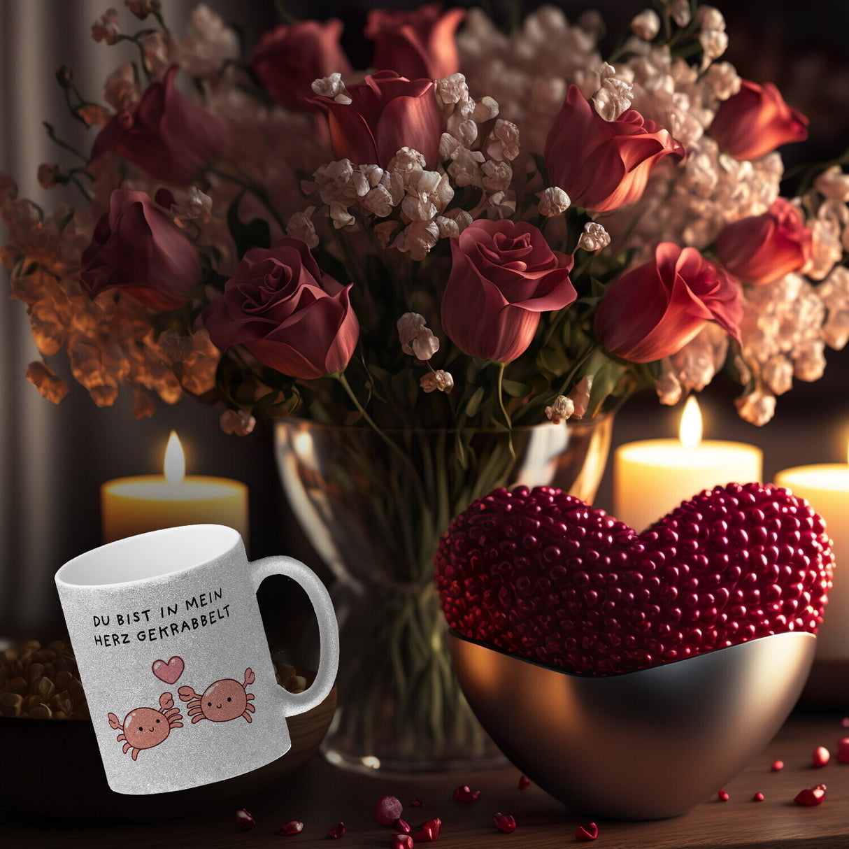Jelly & Friends Krabben Kaffeebecher mit Spruch Du bist in mein Herz gekrabbelt