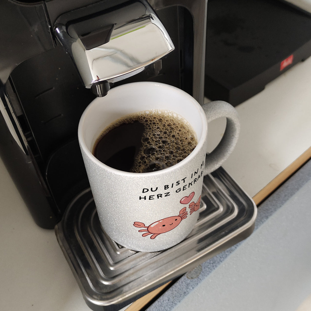 Jelly & Friends Krabben Kaffeebecher mit Spruch Du bist in mein Herz gekrabbelt