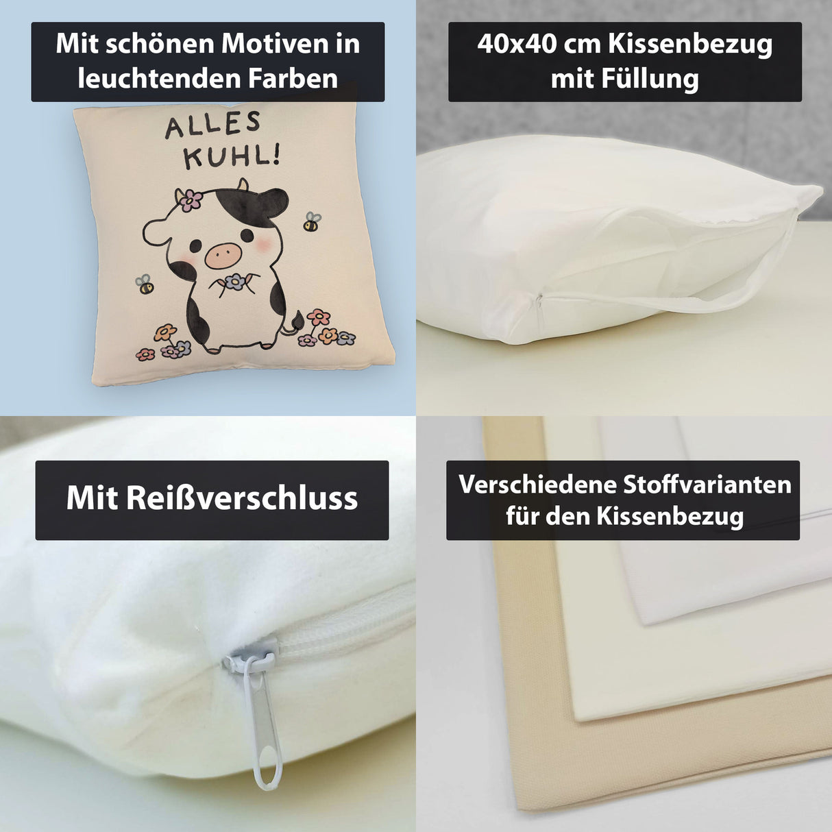 Kuh Kissen mit Spruch Alles Kuhl