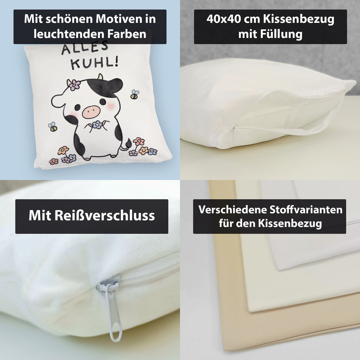 Kuh Kissen mit Spruch Alles Kuhl