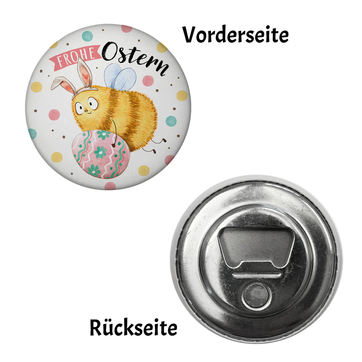 Pummel Biene Magnet rund mit Spruch Frohe Ostern