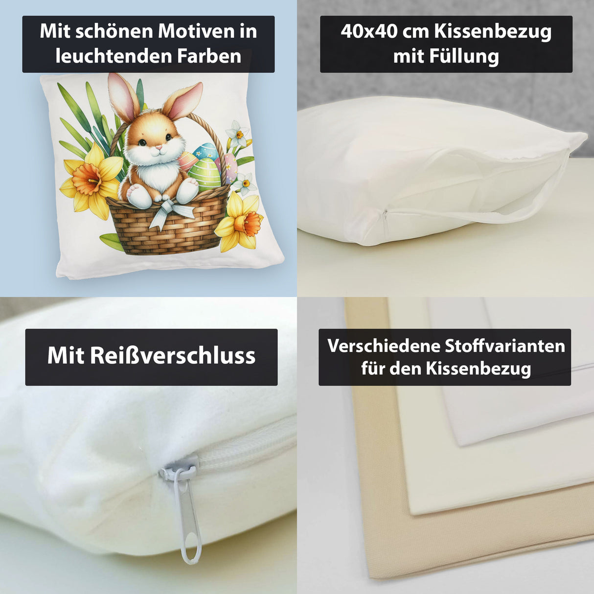 Osterhase im Osterkorb Kissen