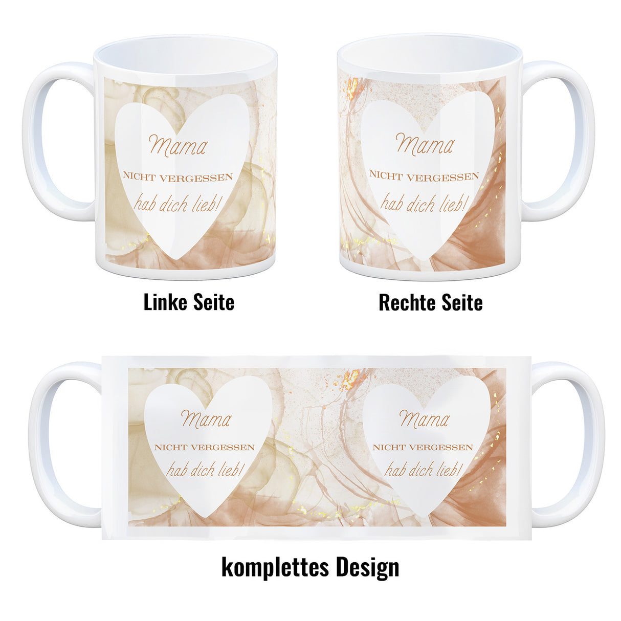 Herz Kaffeebecher mit Spruch Mama nicht vergessen ich hab dich lieb