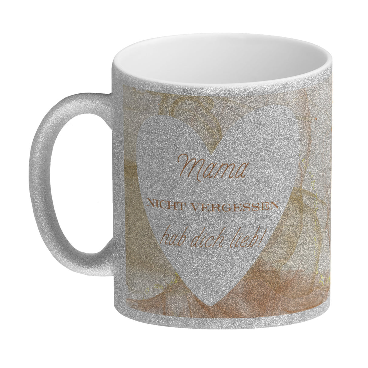Herz Kaffeebecher mit Spruch Mama nicht vergessen ich hab dich lieb