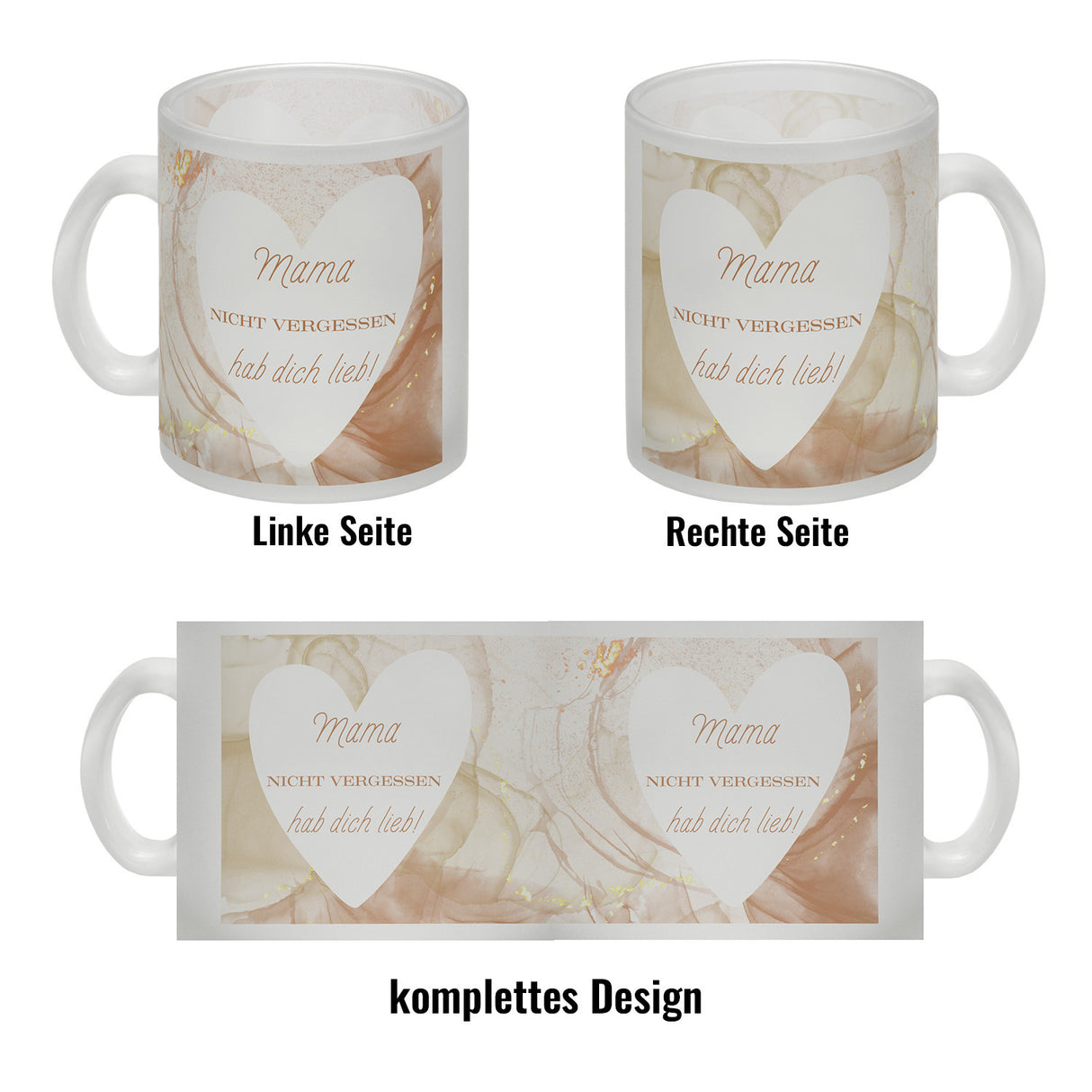 Herz Kaffeebecher mit Spruch Mama nicht vergessen ich hab dich lieb