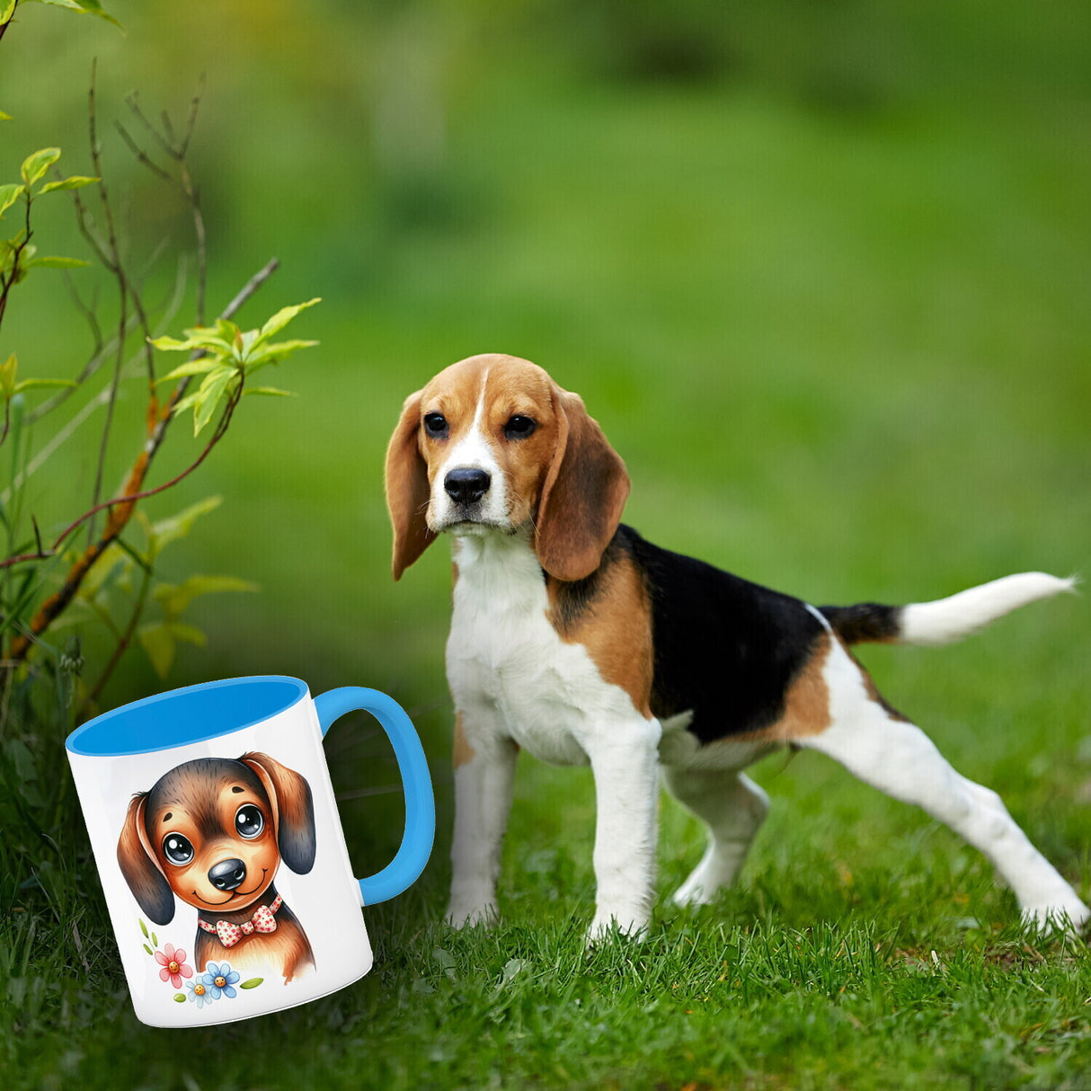Dackel mit Schleife Kaffeebecher