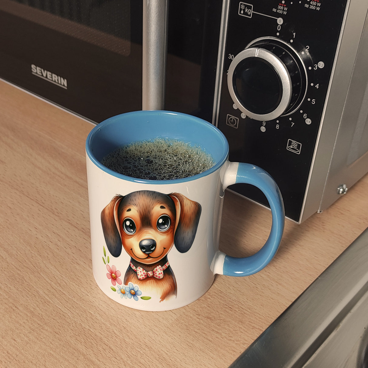 Dackel mit Schleife Kaffeebecher