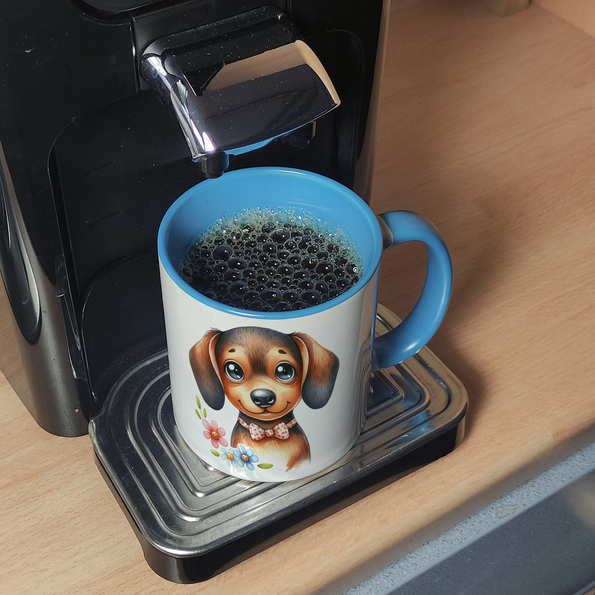 Dackel mit Schleife Kaffeebecher