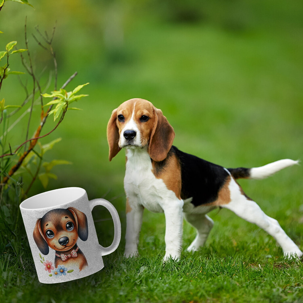 Dackel mit Schleife Kaffeebecher