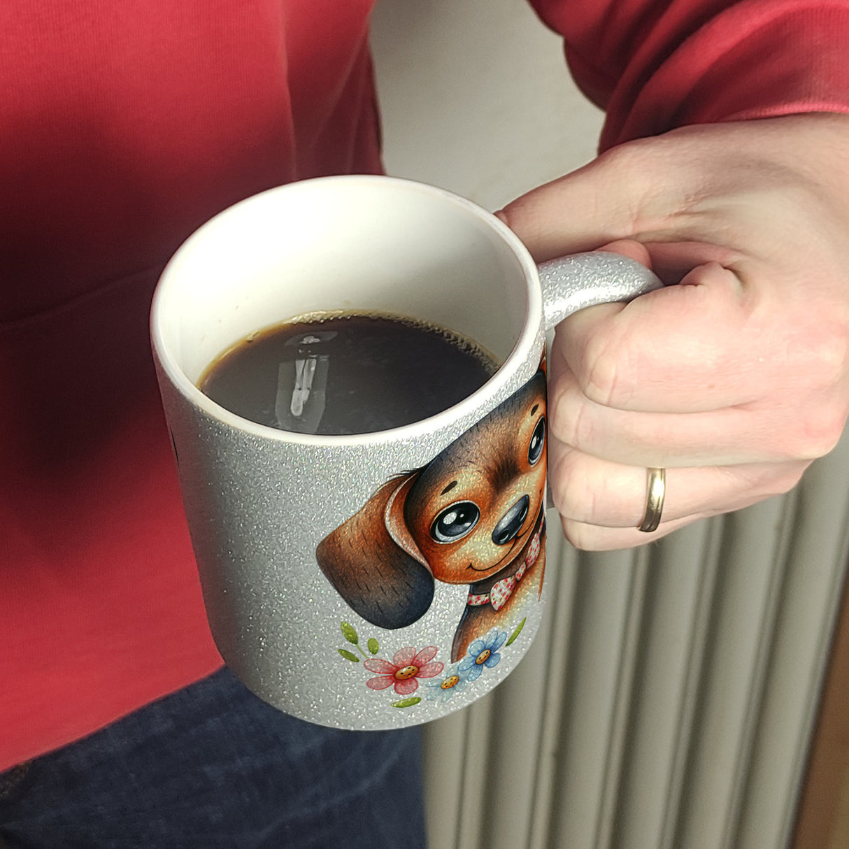 Dackel mit Schleife Kaffeebecher