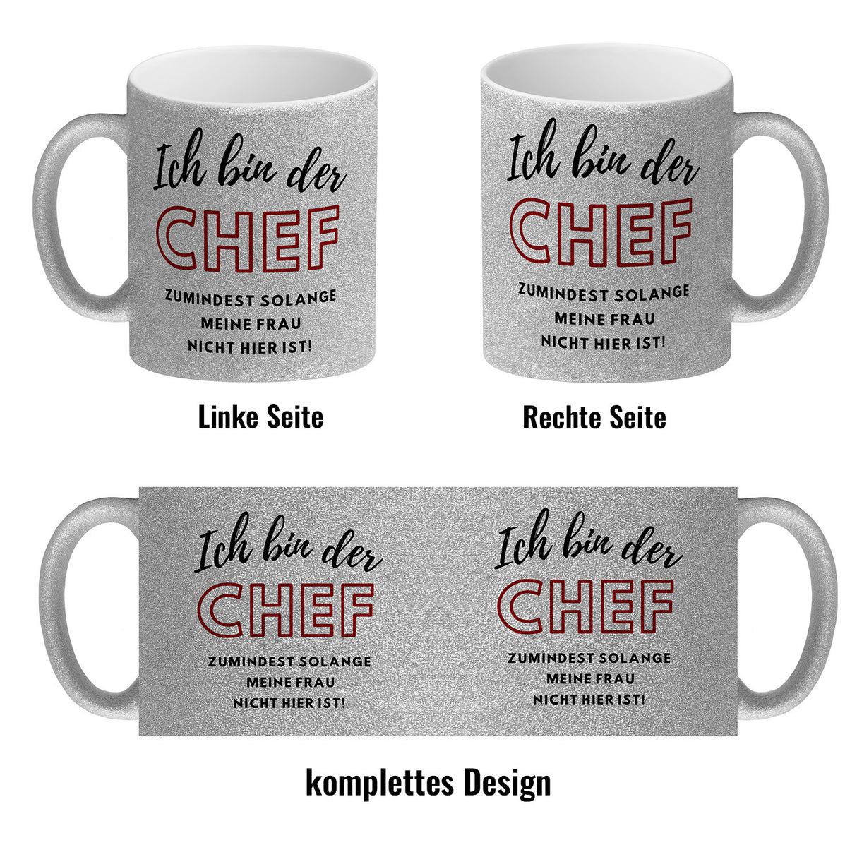 Frau ist der Chef Kaffeebecher mit Spruch Chef bis meine Frau kommt